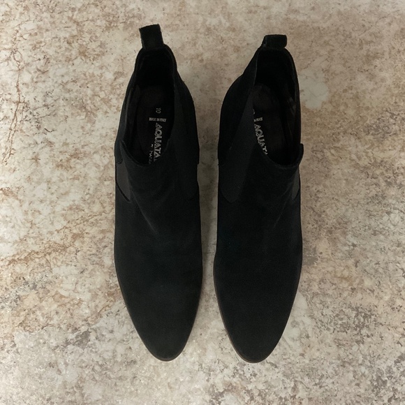 Aquatalia Black Suede Leather  Booties Size 10 - Picture 3 of 8